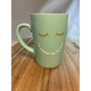 Ayesha Curry “I'd Rather Be In Bed" Ceramic Coffee Tea Cup Mug 15oz Teal Sleepy